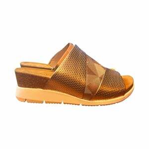 Comfortiva Smithie Gold Slide Wedge Sandals Womens 8.5W EU 40 Memory Foam NIB